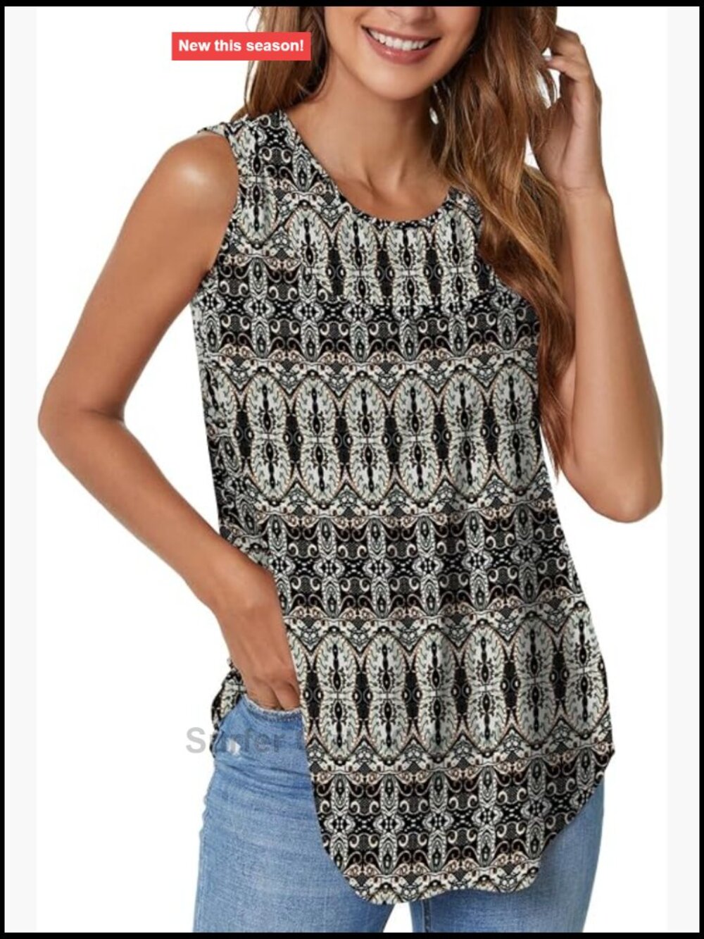 Women's Sleeveless Tank Top Printed Loose Fit Casual Scoop Neck Summer